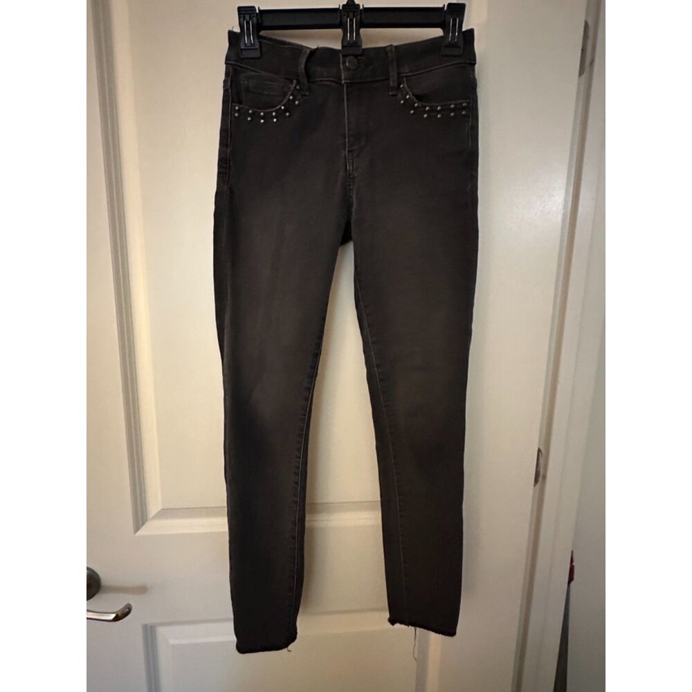 Sam Edelman The Kitten Mid Rise Skinny Ankle Studded Grey Jeans Women's Sz 25